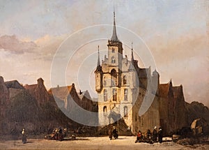 Sixteenth century  town hall Gouda, 1880 painting by Johannes Bosboom photo